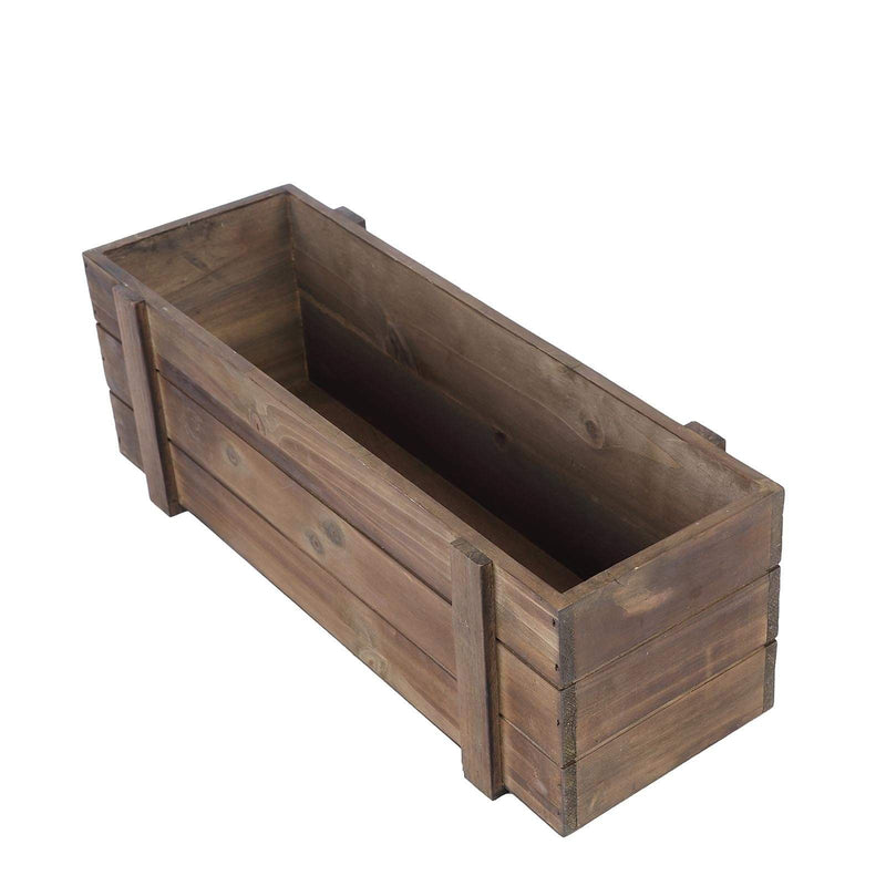 Wood Rectangular Box Planter Holders Centerpieces Dark Brown WOD_PLNT02_18X6_DKBN