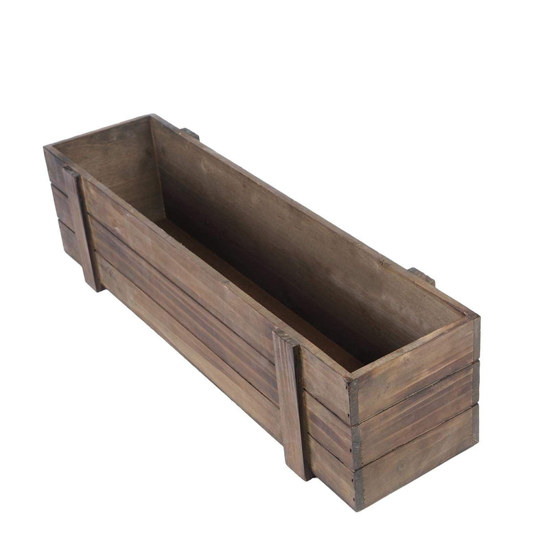 Wood Rectangular Box Planter Holders Centerpieces Dark Brown WOD_PLNT02_24X6_DKBN