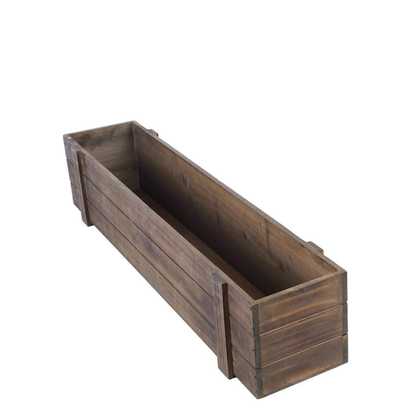 Wood Rectangular Box Planter Holders Centerpieces Dark Brown WOD_PLNT02_30X6_DKBN