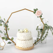 Wood with Nonagon Geometric Metal Arch Cake Display Stand - Gold