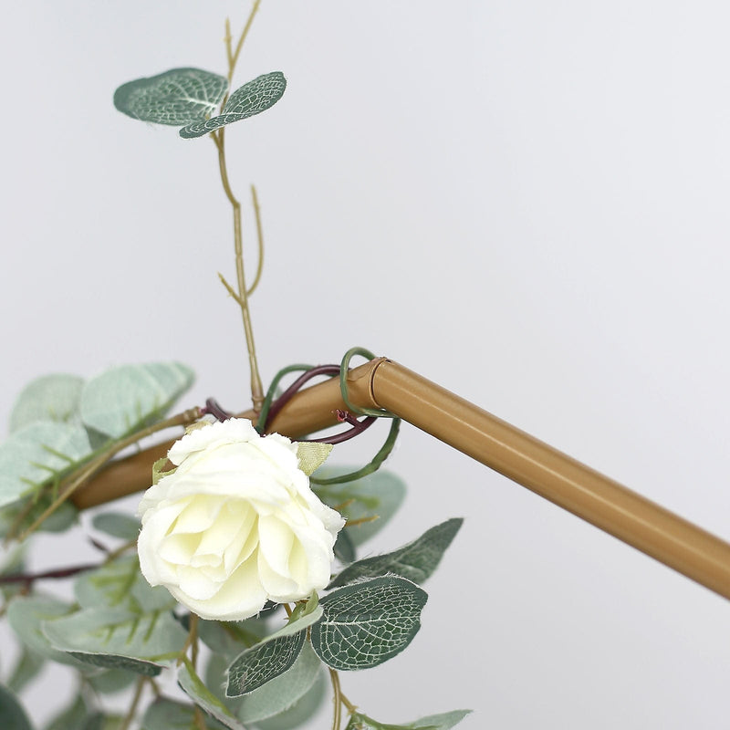 Wood with Nonagon Geometric Metal Arch Cake Display Stand - Gold