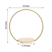 Wood with Round Geometric Metal Arch Cake Display Stand - Gold