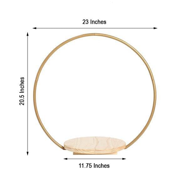 Wood with Round Geometric Metal Arch Cake Display Stand - Gold