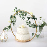 Wood with Round Geometric Metal Arch Cake Display Stand - Gold