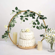 Wood with Round Geometric Metal Arch Cake Display Stand - Gold