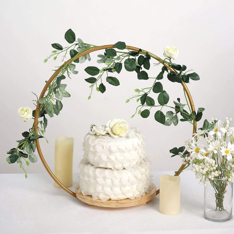 Wood with Round Geometric Metal Arch Cake Display Stand - Gold