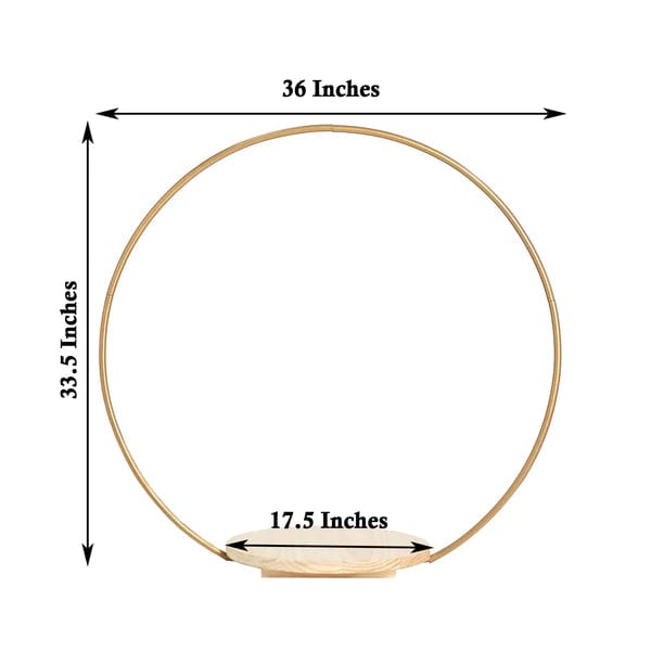 Wood with Round Geometric Metal Arch Cake Display Stand - Gold