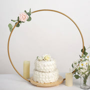 Wood with Round Geometric Metal Arch Cake Display Stand - Gold