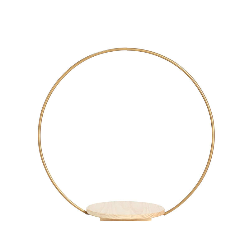 Wood with Round Geometric Metal Arch Cake Display Stand - Gold CAKE_STND_HOPRD01_M_GOLD