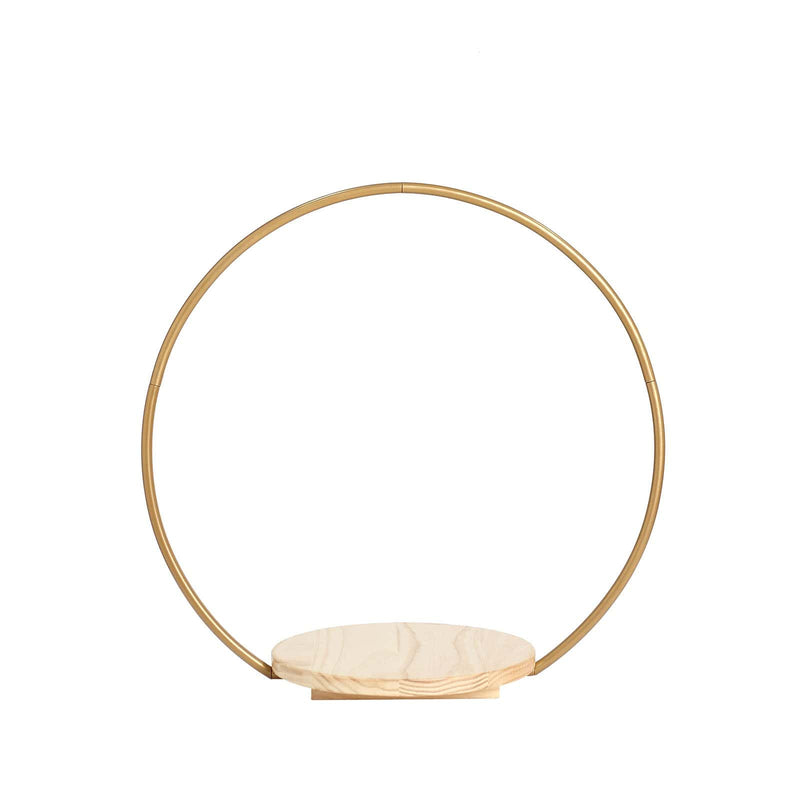 Wood with Round Geometric Metal Arch Cake Display Stand - Gold CAKE_STND_HOPRD01_S_GOLD