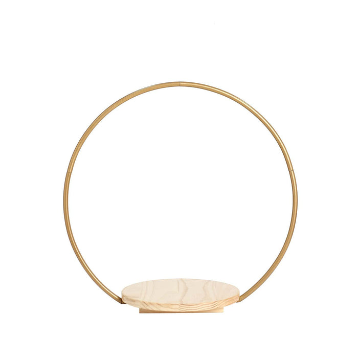 Wood with Round Geometric Metal Arch Cake Display Stand - Gold CAKE_STND_HOPRD01_S_GOLD